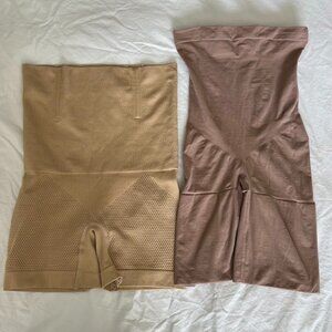 Women's Shapewear Size XL Tan Butt Lift Control Panel hi waist Boyshorts
